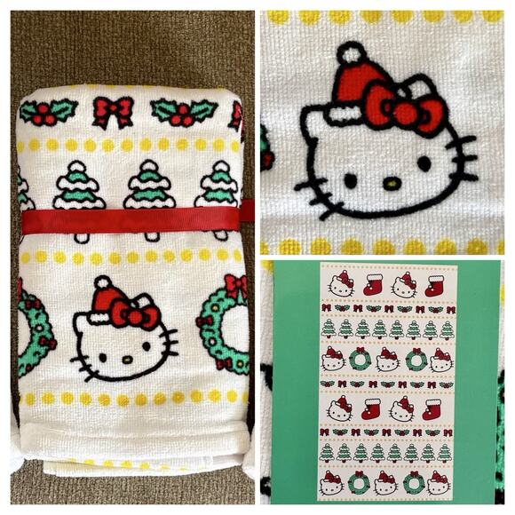 HELLO KITTY XMAS DECOR Snowman Mug Gingerbread Hand Towels Candy Cane Bowls Soap - Picture 12 of 16